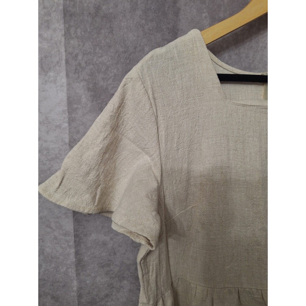 Women's Cream Midi Dress with Ruffle Hem - Picture 5 of 11